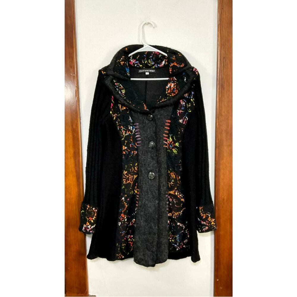 Boho Rainbow Crocheted Knit Mohair/Wool Sweater Cardigan Button Front Sz Medium - Picture 8 of 8